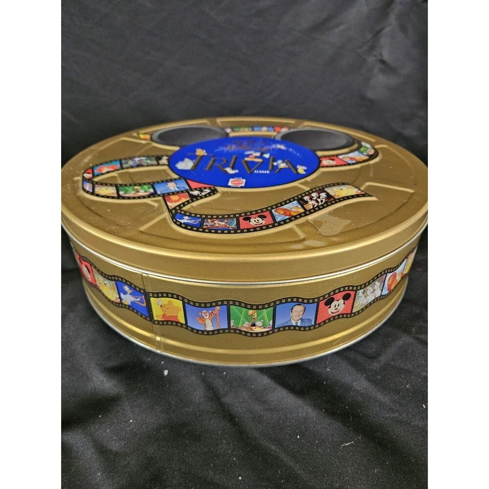 Vintage 1997 The Wonderful World Of Disney Trivia Game In Collectible Gold Tin